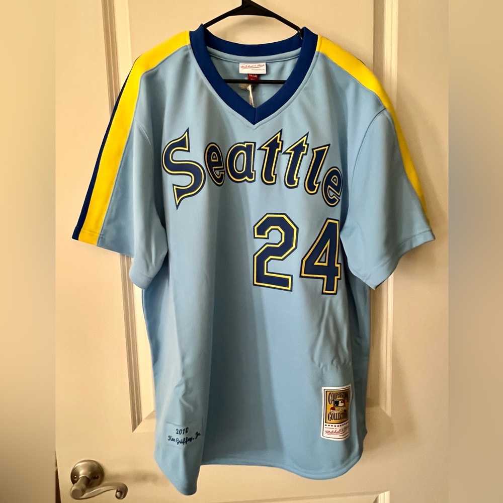 100% Authentic Ken Griffey Jr Mitchell & Ness 2010 Mariners Jersey Sz 48 XL Men
